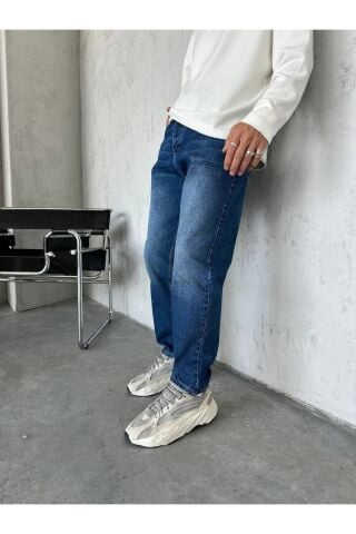 Erkek Boyfriend Yüksek Bel Bilek Boy Kot Pantolon Lacivert - 30