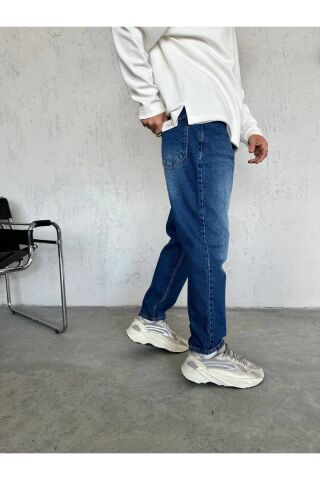 Erkek Boyfriend Yüksek Bel Bilek Boy Kot Pantolon Lacivert - 30