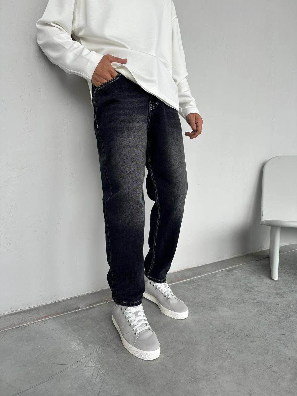 Erkek Boyfriend Yüksek Bel Bilek Boy Kot Pantolon Si̇yah - 36