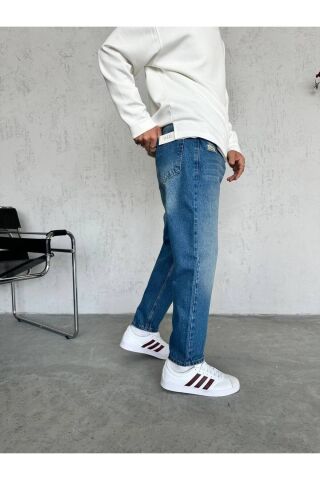 Erkek Boyfriend Yüksek Bel Bilek Boy Kot Pantolon Lacivert - 34