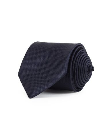 Erkek Lacivert Armürlü Mendilli Kravat Lacivert