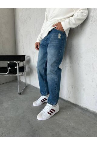 Erkek Boyfriend Yüksek Bel Bilek Boy Kot Pantolon Lacivert - 31