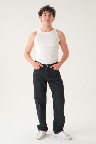 Normal Bel Desenli Baggy Jean | Bol Kesim Erkek Kot Pantolon