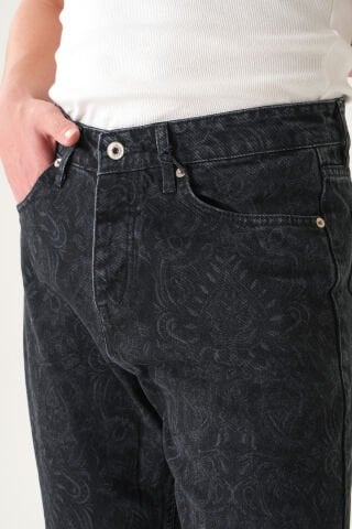 Normal Bel Desenli Baggy Jean | Bol Kesim Erkek Kot Pantolon