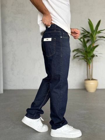 Erkek Baggy Su Yıkama Lacivert Baggy Pantolon L
