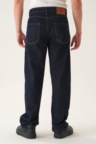 Normal Bel Lacivert Baggy Jean | Bol Kesim Erkek Kot Pantolon
