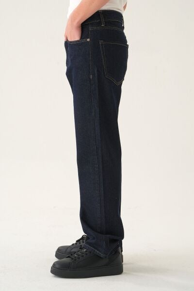 Normal Bel Lacivert Baggy Jean | Bol Kesim Erkek Kot Pantolon L