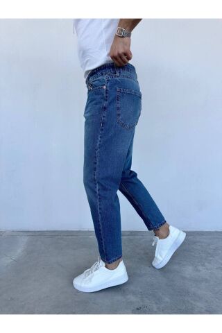 Erkek Boyfriend Yüksek Bel Bilek Boy Kot Pantolon Mavi - 29