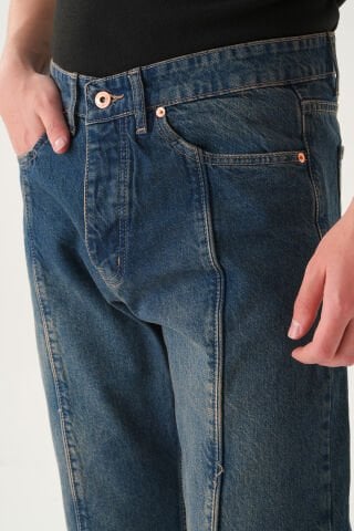 Normal Bel Dikiş Detaylı Baggy Jean | Bol Kesim Erkek Kot Pantolon