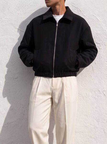Erkek Bomber Süet Regular Fit Ceket Si̇yah - XL