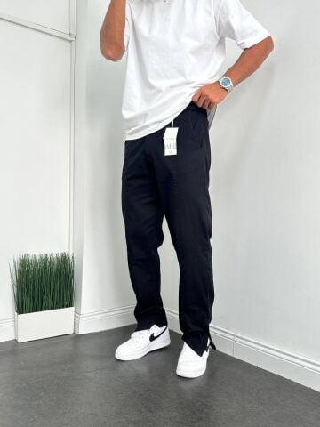 Erkek Baggy Paça Fermuarlı Beli Lastikli Düğmeli Pantolon XL