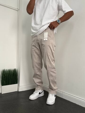 Erkek Baggy Paça Fermuarlı Beli Lastikli Düğmeli Pantolon S