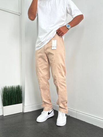 Erkek Baggy Paça Fermuarlı Beli Lastikli Düğmeli Pantolon L