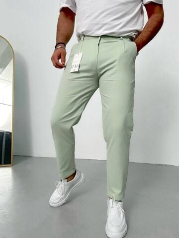 Erkek Slim Fit Dar Tek Pileli Kumaş Pantolon XL
