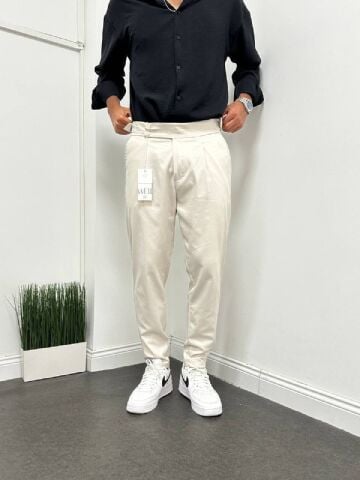 Erkek Slim Fit Tek Pileli Kumaş Pantolon 34