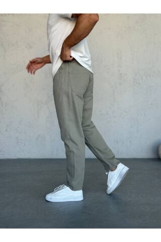 Erkek Rahat Kalıp Boyfriend Yüksek Bel Pantolon Haki - 29
