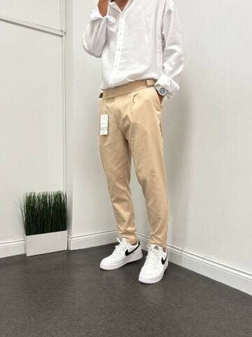 Erkek Slim Fit Tek Pileli Kumaş Pantolon 31