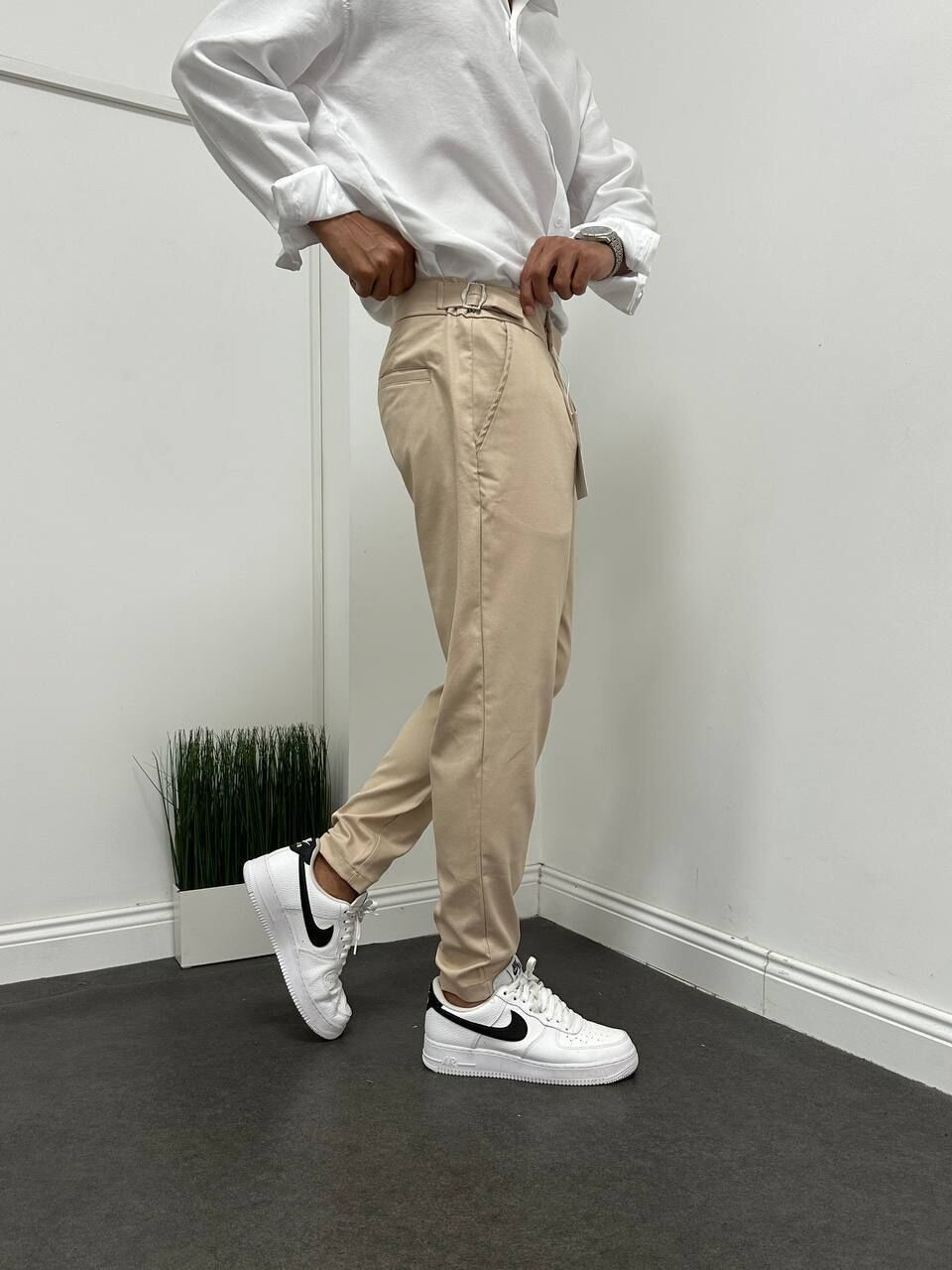 Erkek Slim Fit Tek Pileli Kumaş Pantolon 31