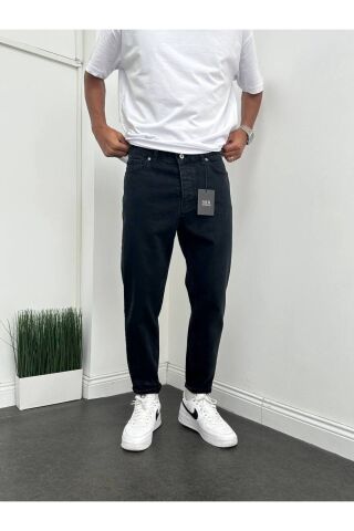 Erkek Rahat Kalıp Boyfriend Yüksek Bel Pantolon Siyah 2 - 31