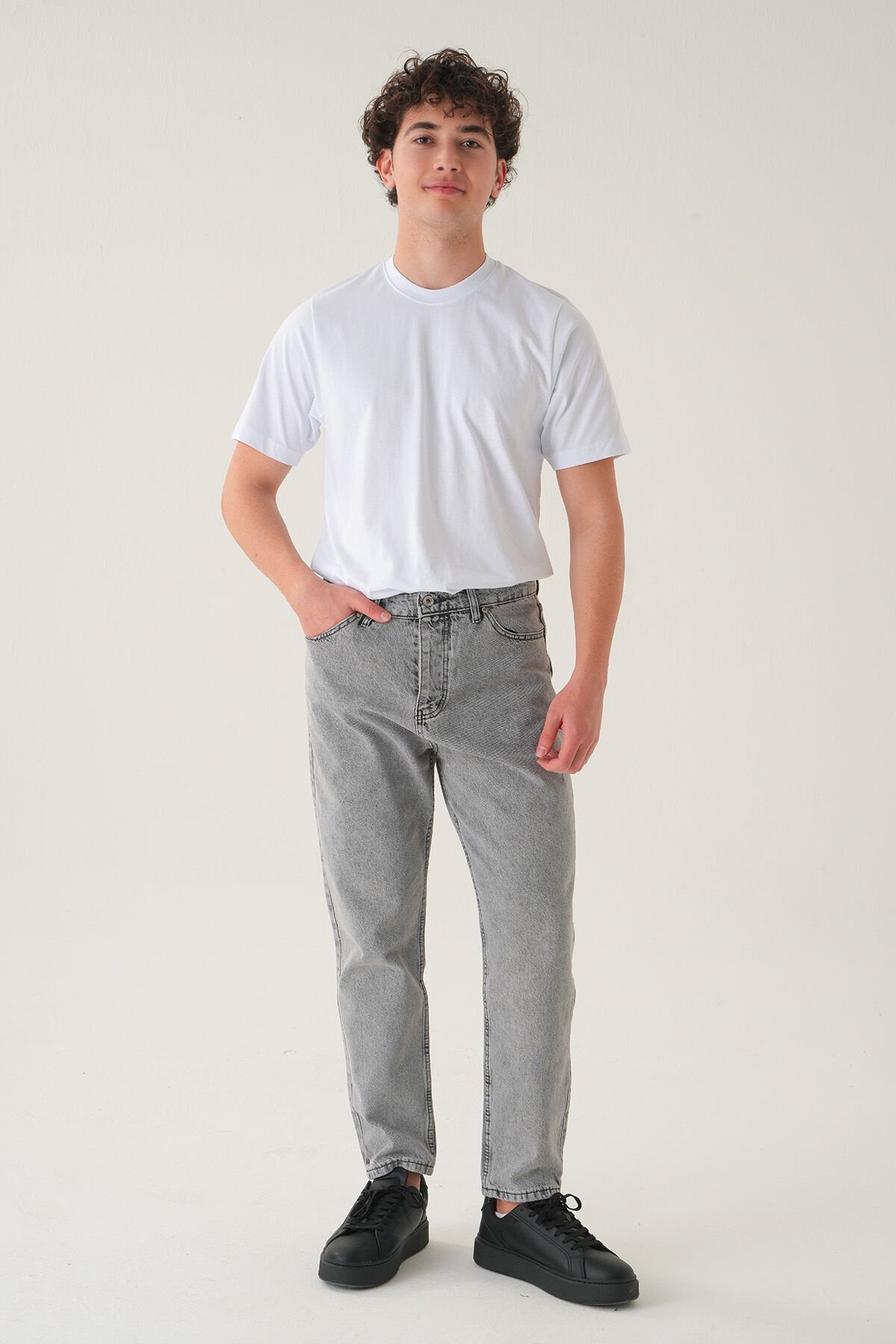 Normal Bel Boyfriend Jean | Bol Kesim Erkek Kot Pantolon Gri - 32