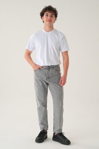 Normal Bel Boyfriend Jean | Bol Kesim Erkek Kot Pantolon Gri - 32