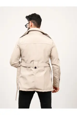 Erkek Bej Regular Fit Trençkot M