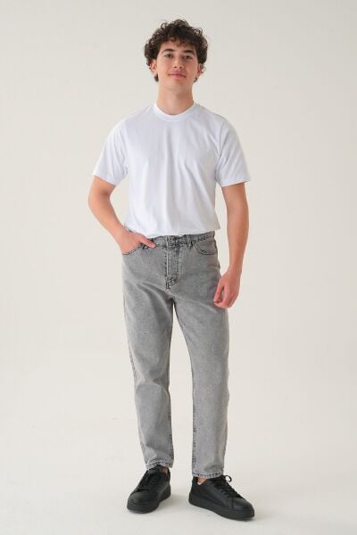 Normal Bel Boyfriend Jean | Bol Kesim Erkek Kot Pantolon Gri - 31