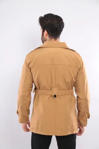 Erkek Taba Renk Regular Fit Trençkot L