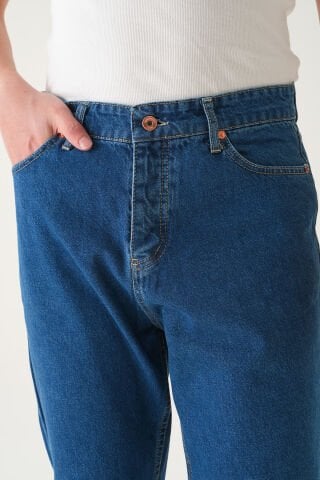 Normal Bel Boyfriend Jean | Bol Kesim Erkek Kot Pantolon Lacivert - 34