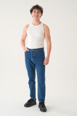 Normal Bel Boyfriend Jean | Bol Kesim Erkek Kot Pantolon Lacivert - 36