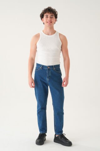 Normal Bel Boyfriend Jean | Bol Kesim Erkek Kot Pantolon Lacivert - 33