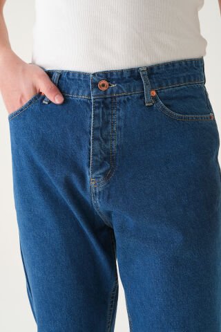 Normal Bel Boyfriend Jean | Bol Kesim Erkek Kot Pantolon Lacivert - 33