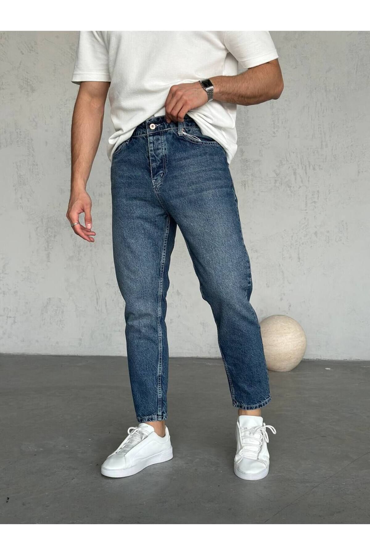 Erkek Boyfriend Yüksek Bel Bilek Boy Kot Pantolon