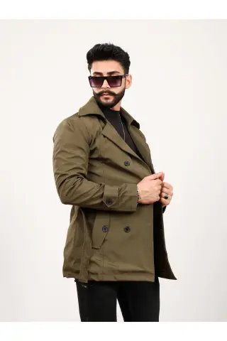 Erkek Haki Regular Fit Trençkot XL