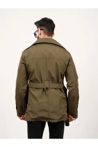 Erkek Haki Regular Fit Trençkot XL