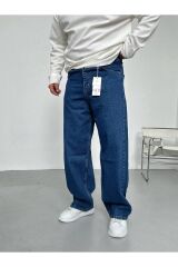 Erkek Lacivert Baggy Skater Rahat Kalıp Kot Pantolon