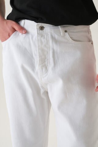 Normal Bel Boyfriend Jean | Bol Kesim Erkek Kot Pantolon Beyaz - 32