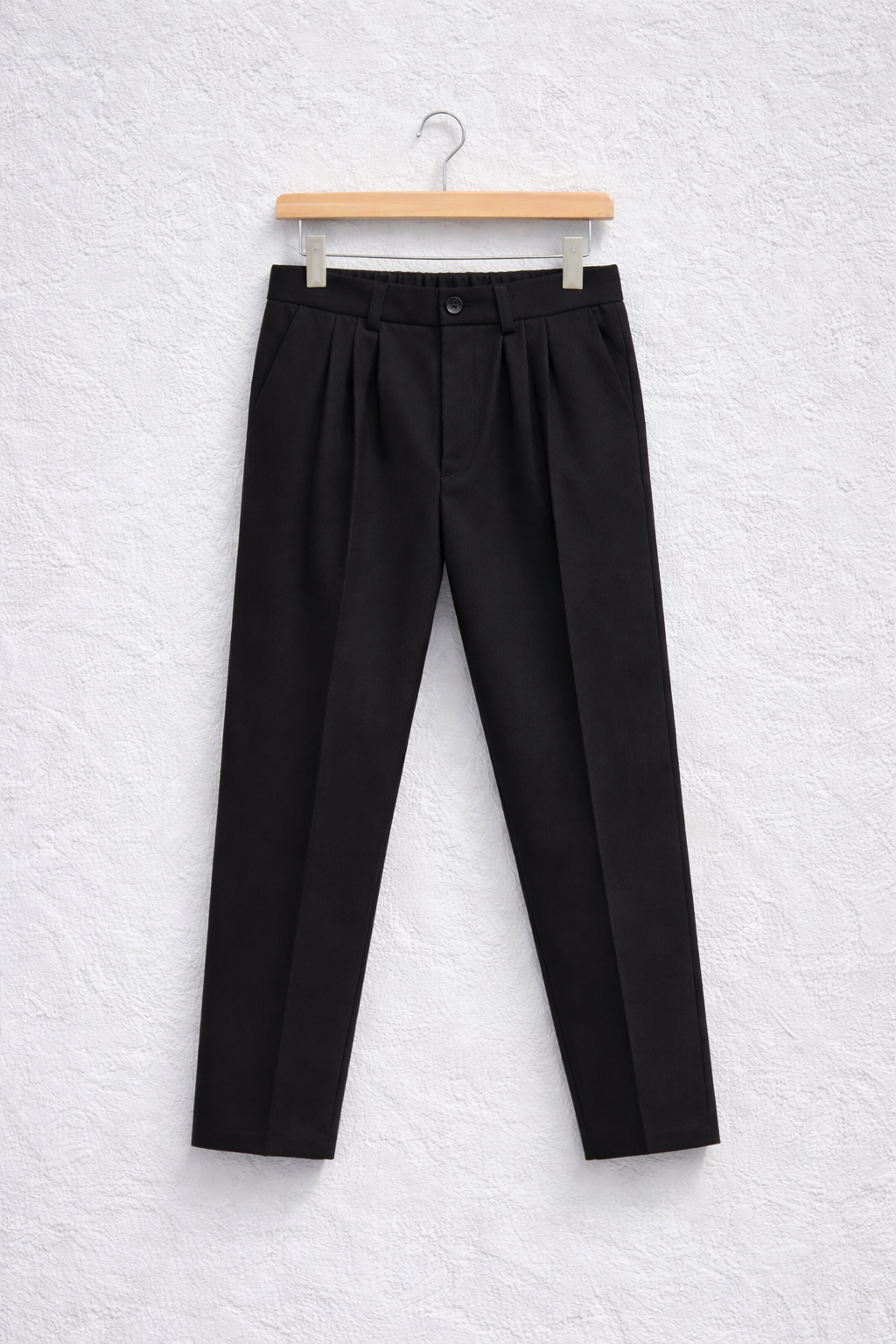 Erkek Baggy Geniş Çift Pileli Kumaş Pantolon XL - Si̇yah