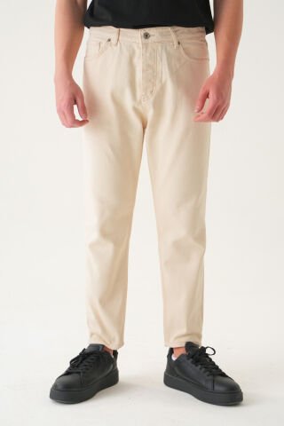 Normal Bel Boyfriend Jean | Bol Kesim Erkek Kot Pantolon Krem - 36