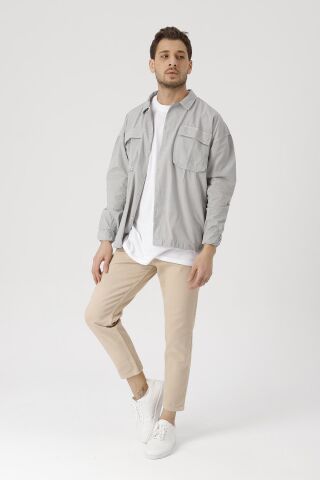 Erkek Rahat Kalıp Boyfriend Yüksek Bel Pantolon Krem - 30