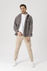 Erkek Rahat Kalıp Boyfriend Yüksek Bel Pantolon Krem - 30