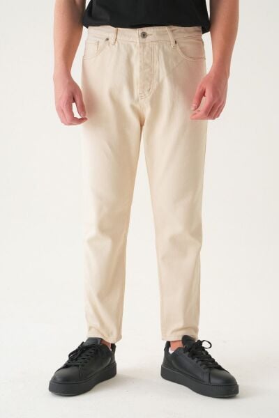 Normal Bel Boyfriend Jean | Bol Kesim Erkek Kot Pantolon Krem - 30