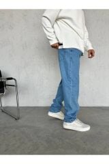 Erkek Baggy Geniş Kalıp Uzun Geniş Yüksek Bel Kot Pantolon