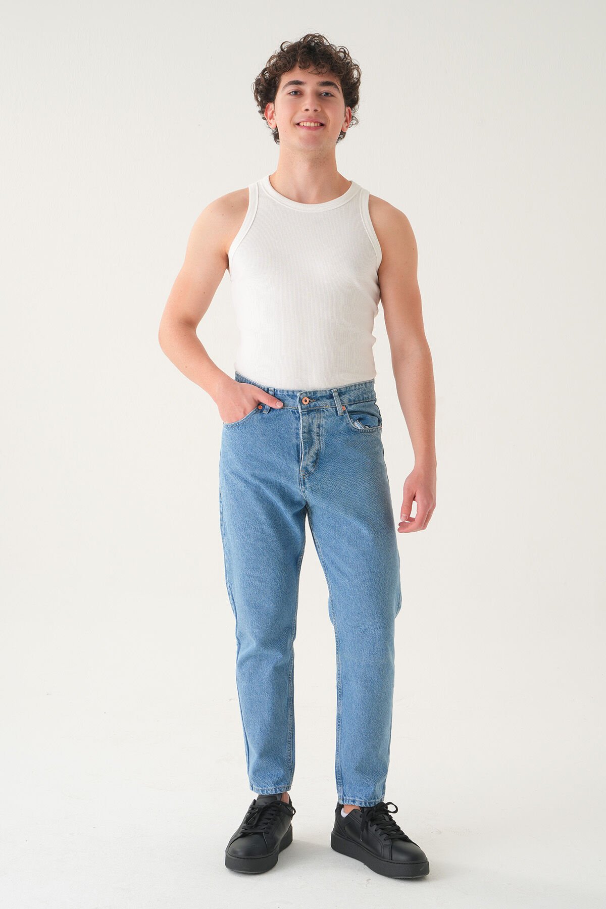 Normal Bel Boyfriend Jean | Bol Kesim Erkek Kot Pantolon Mavi̇ - 31