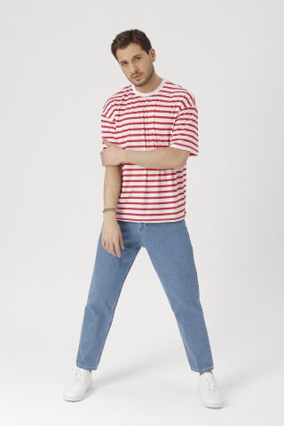 Erkek Rahat Kalıp Boyfriend Yüksek Bel Pantolon Mavi̇ - 34