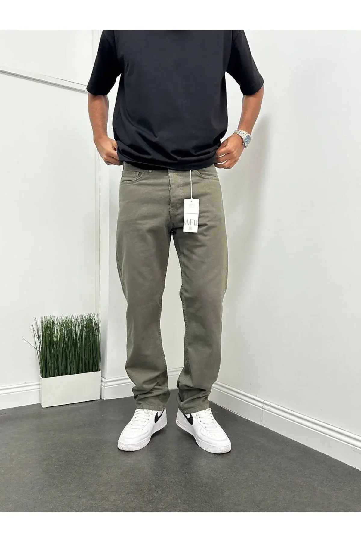 Erkek Baggy Haki Kot Pantolon 32