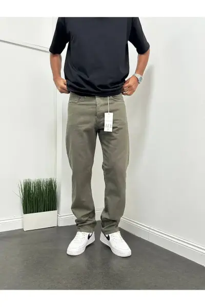 Erkek Baggy Haki Kot Pantolon 32