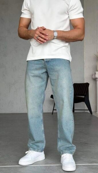 Erkek Denim Taşlamalı Kot Pantolon L