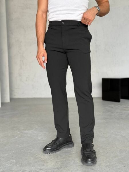 Erkek Regular Fit Kumaş Pantolon Si̇yah - XL