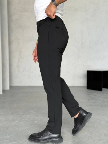 Erkek Regular Fit Kumaş Pantolon Si̇yah - XL